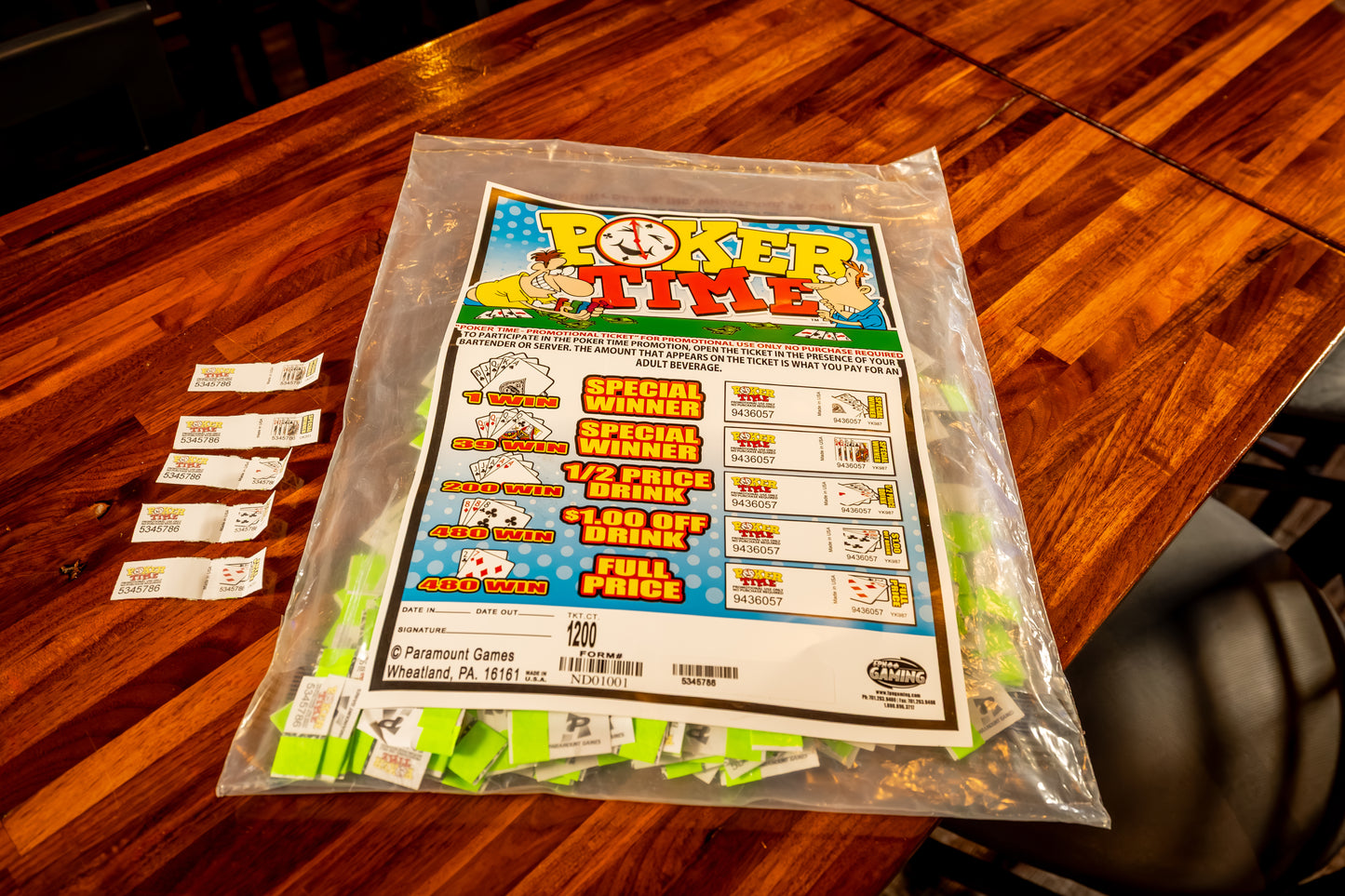 "Poker Time" - Drink Special Promotional Tickets