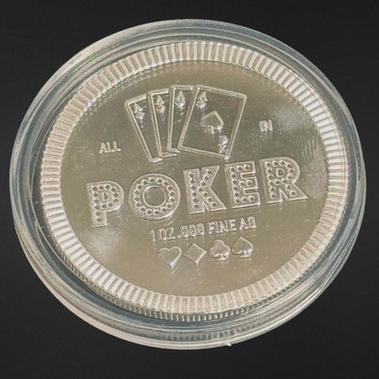 1 oz "All In" Poker Silver Round (.999 Fine) Medallion